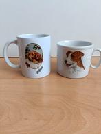 2 mokken met honden, Ophalen of Verzenden, Aardewerk, Overige stijlen, Kop(pen) en/of Schotel(s)