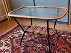 Rotan salon tafel vintage rohe, Huis en Inrichting, Tafels | Bijzettafels, Ophalen of Verzenden, Gebruikt, Rechthoekig, Glas