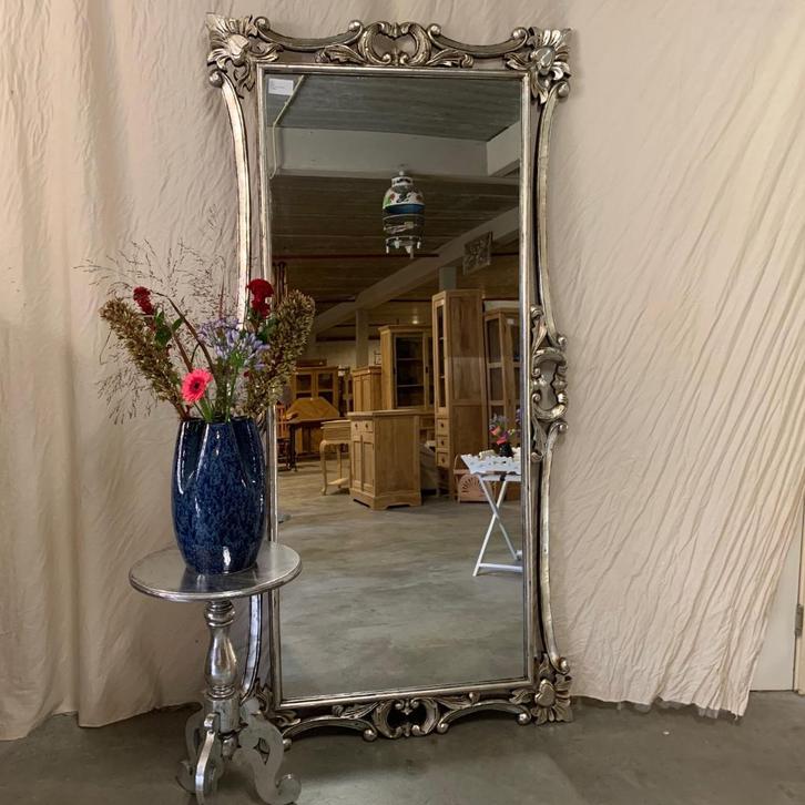 Barok Spiegel -houten lijst- zilver - 200 x 100 cm-TTM Wonen, Huis en Inrichting, Woonaccessoires | Spiegels, Nieuw, 100 tot 125 cm