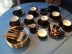 Zwart-Goud Koffieservies Compleet Apilco, Huis en Inrichting, Keuken | Servies, Ophalen of Verzenden, Zo goed als nieuw, Effen