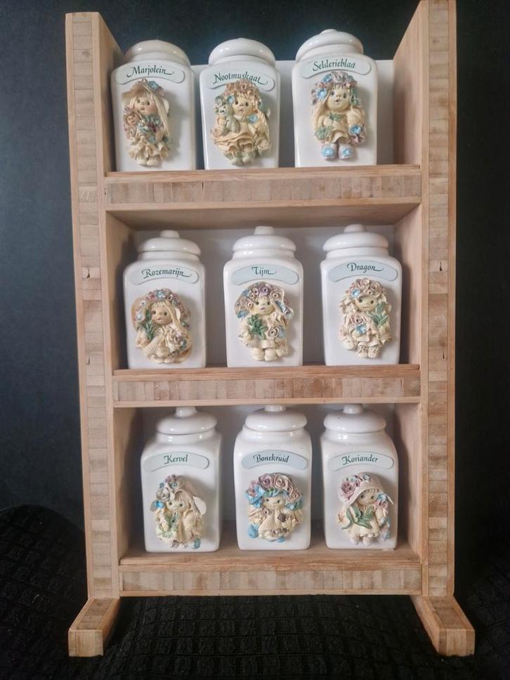 Vintage Kruidenrek met Kruidenpotjes Tjitske van Nus., Huis en Inrichting, Keuken | Keukenbenodigdheden, Gebruikt, Ophalen of Verzenden
