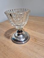 Antiek geslepen kristal glas op zilveren voet, Antiek en Kunst, Antiek | Glas en Kristal, Ophalen of Verzenden