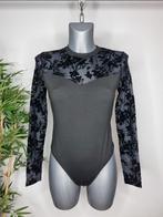 Zwarte body met mesh en fluwelen details., Body of Korset, Zwart, Verzenden