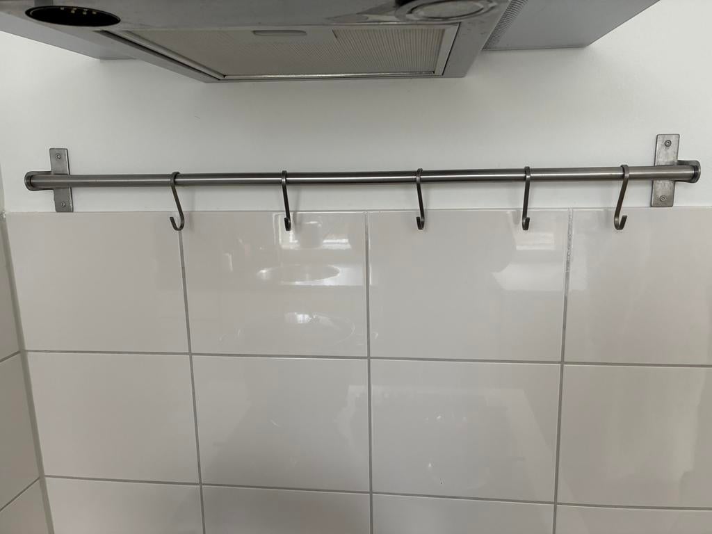 Keukenrek met Haken - Zo goed als nieuw!, Wandkapstok, Ophalen of Verzenden, Zo goed als nieuw, Minder dan 100 cm