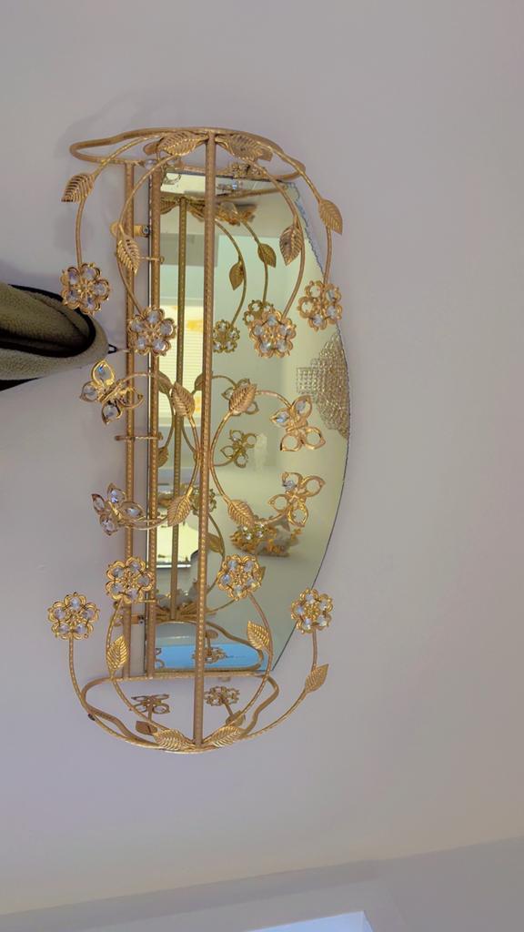 Bladgoud Swarovski Kapstok met Spiegel - 80cm capodimonte, Huis en Inrichting, Woonaccessoires | Kapstokken, Zo goed als nieuw