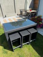 Mooie stevige bartafel set met 6 krukken, Tuin en Terras, Ophalen of Verzenden, Zo goed als nieuw