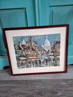 70s kunstdruk Place du Tertre Parijs Maurice Legendre, Ophalen of Verzenden