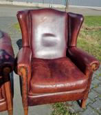 2x schapenleren fauteuil cognac kleur + BEZORGING GRATIS, Chesterfield, Ophalen of Verzenden, Zo goed als nieuw, 75 tot 100 cm