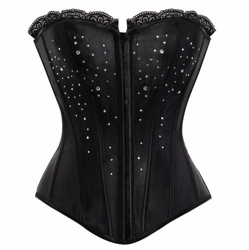 Zwart glitter korset bustier XS S M L 2XL 3XL 4XL 5XL 6XL, Kleding | Dames, Ondergoed en Lingerie, Body of Korset, Zwart, Verzenden