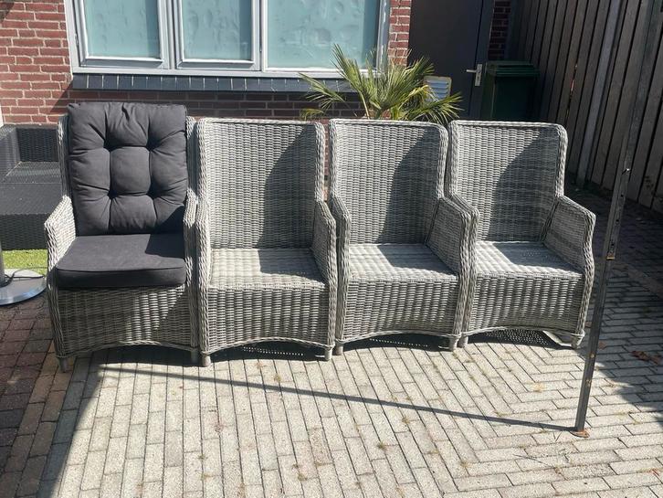 Tuinstoelen Bois Le Duc - Zo goed als nieuw, Huis en Inrichting, Stoelen, Zo goed als nieuw, Vier, Riet of Rotan, Grijs, Ophalen