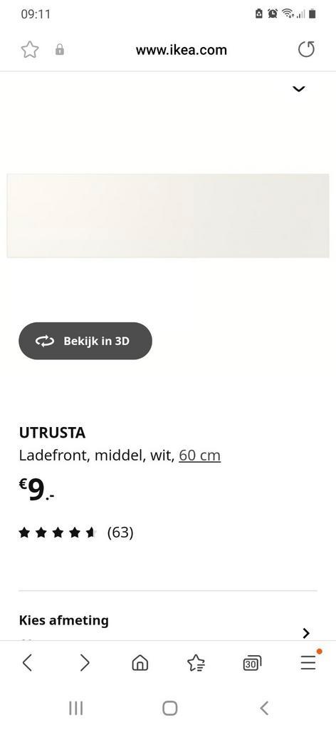 3x Utrusta ikea front binnenlade, Huis en Inrichting, Keuken | Keukenelementen, Zo goed als nieuw, Minder dan 100 cm, 50 tot 100 cm