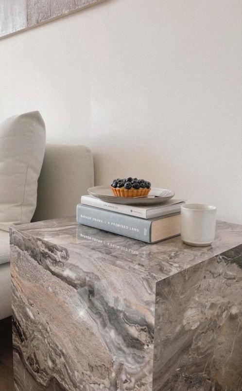 Westwing Bijzettafel Lesley in marmerlook, Huis en Inrichting, Tafels | Bijzettafels, Zo goed als nieuw, 45 tot 60 cm, Minder dan 55 cm