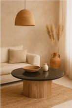 Salontafel Brix Nova Black | Marmer | Mangohout Onderstel |, Ophalen, 50 tot 100 cm, Rond, Nieuw