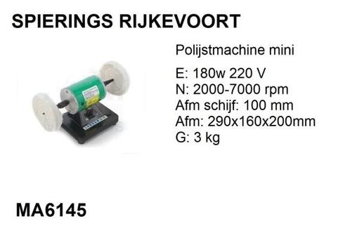 Polijstmachine 220 V mini Spierings machinehandel, Doe-het-zelf en Verbouw, Reinigingsmachines, Nieuw, Ophalen of Verzenden