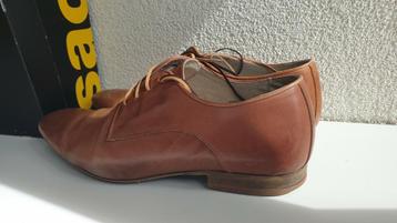 Sacha | Luxe Lederen Veterschoen | Cognac | Maat 43 | In Box beschikbaar voor biedingen