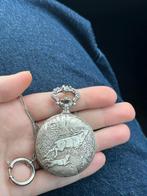 Antiek Spendid zakhorloge met jachttafereel 17 jewels, Antiek en Kunst, Antiek | Klokken, Ophalen