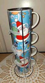 4 Kerst mokken in een houder, Diversen, Kerst, Ophalen of Verzenden