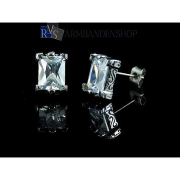 Heren oorbellen met baquette geslepen "diamant" studs beschikbaar voor biedingen