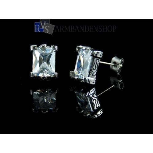 Heren oorbellen met baquette geslepen "diamant" studs, Sieraden, Tassen en Uiterlijk, Oorbellen, Nieuw, Knopjes of Stekers, Overige materialen