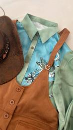 Dames cowboy set broek, blouse en hoed., Ophalen of Verzenden, Zo goed als nieuw, Maat 38/40 (M), Carnaval