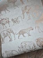 Bijna volle nieuwe rol behang wit/goud jungle dieren, Huis en Inrichting, Stoffering | Behang, Ophalen of Verzenden, Minder dan 10 m²