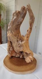 Houtsculptuur van boomstronk op schijf., Ophalen of Verzenden