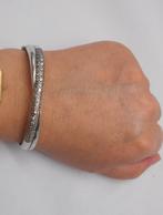 Prachtige zilveren crossover armband met steentjes nr.1341, Verzenden, Zo goed als nieuw, Zilver, Zilver