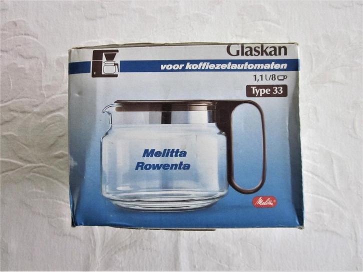 Melitta glazen koffiekan voor type 33 1,1Liter 8 kops., Huis en Inrichting, Keuken | Servies, Nieuw, Overige typen, Effen, Glas