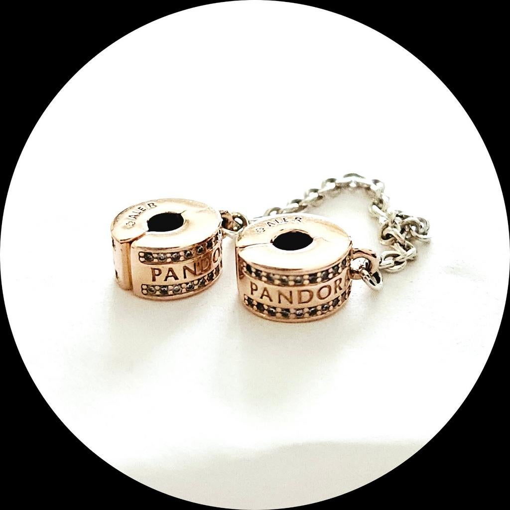 Pandora rose goud Veiligheidsketting 5 cm Logo 782057CZ, Sieraden, Tassen en Uiterlijk, Bedels, Pandora, Ophalen of Verzenden
