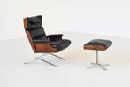 Lounge chair + ottoman vintage design fauteuil jaren 60, Vintage, 75 tot 100 cm, Ophalen of Verzenden, 50 tot 75 cm