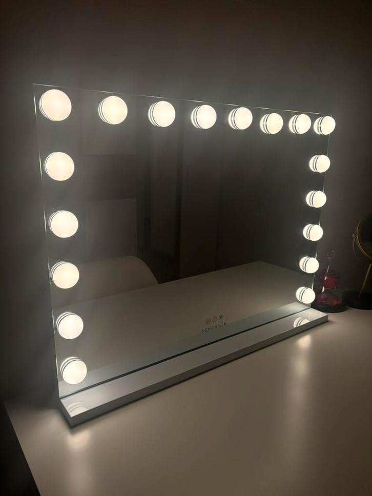 Hollywood spiegel met verlichting, Huis en Inrichting, Woonaccessoires | Spiegels, Zo goed als nieuw, 75 tot 100 cm, Minder dan 100 cm