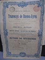 aandeel  tramways buenos ayres, Postzegels en Munten, Aandelen en Waardepapieren, 1920 tot 1950, Ophalen of Verzenden, Aandeel