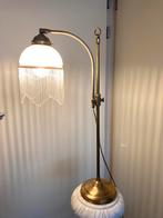 Grote vintage messing schemerlamp leeslamp kralen pegels., Huis en Inrichting, Ophalen, 75 cm of meer, Glas, Vintage Antiek Messing Koper