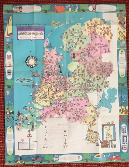 De Gruyter’s plattegrond Nederland poster jaren ‘60, Verzamelen, Merken en Reclamevoorwerpen, Gebruikt, Overige typen, Ophalen of Verzenden