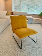 Prachtige fauteuil in okergele ribstof & zwart stalen frame, Huis en Inrichting, Ophalen, 75 tot 100 cm, Zo goed als nieuw, Stof