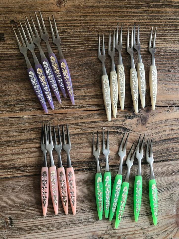 Vintage Cocktail Prikkers met Bloemmotief, Antiek en Kunst, Antiek | Bestek, Ophalen of Verzenden