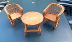 rotan poppen / beren meubeltjes 2 stoelen plus tafeltje, Ophalen of Verzenden, Gebruikt, Overige typen