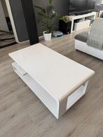 Witte hoogglans salontafel met wielen, Ophalen, 100 tot 150 cm, 50 tot 100 cm, Zo goed als nieuw