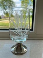 Bierglas met zilverkleurige voet, korenhalmen, Ophalen of Verzenden