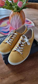 ECCO leer Sneakers Maat 40 Extra Breed - Okergeel leer zgan, Geel, ECCO, Ophalen of Verzenden, Sneakers of Gympen