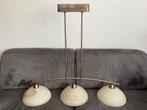Verstelbare hanglamp brons met 3 kelken, Ophalen, Gebruikt, Metaal, 50 tot 75 cm