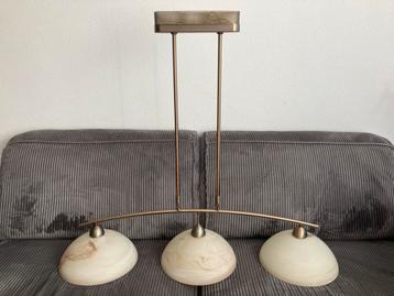Verstelbare hanglamp brons met 3 kelken beschikbaar voor biedingen