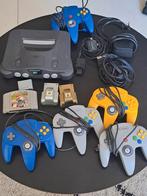 Nintendo 64 + Mario kart 64, Ophalen of Verzenden, Gebruikt, Met 3 controllers of meer