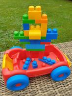 Mega Bloks loop/trek kar met blokken, Kinderen en Baby's, Speelgoed | Bouwstenen, Megabloks, Gebruikt, Ophalen of Verzenden