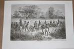 Antieke gravure - Konvooi van slaven (Afrika) - 1872 !!, Antiek en Kunst, Ophalen of Verzenden