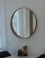 Ronde spiegel met houten rand (80 cm), Huis en Inrichting, Woonaccessoires | Spiegels, Ophalen, Rond, Zo goed als nieuw, 75 tot 100 cm