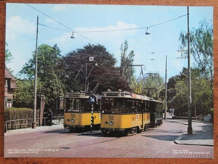 Tram RET Rotterdam lijn 17 + 16 + Slijpwagen Oudedijk 1956, Verzamelen, Foto's en Prenten, Zo goed als nieuw, Overige onderwerpen