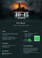 Musical 40-45, 2 x volledig arrangement, Tickets en Kaartjes, Concerten | Pop, Twee personen, Maart