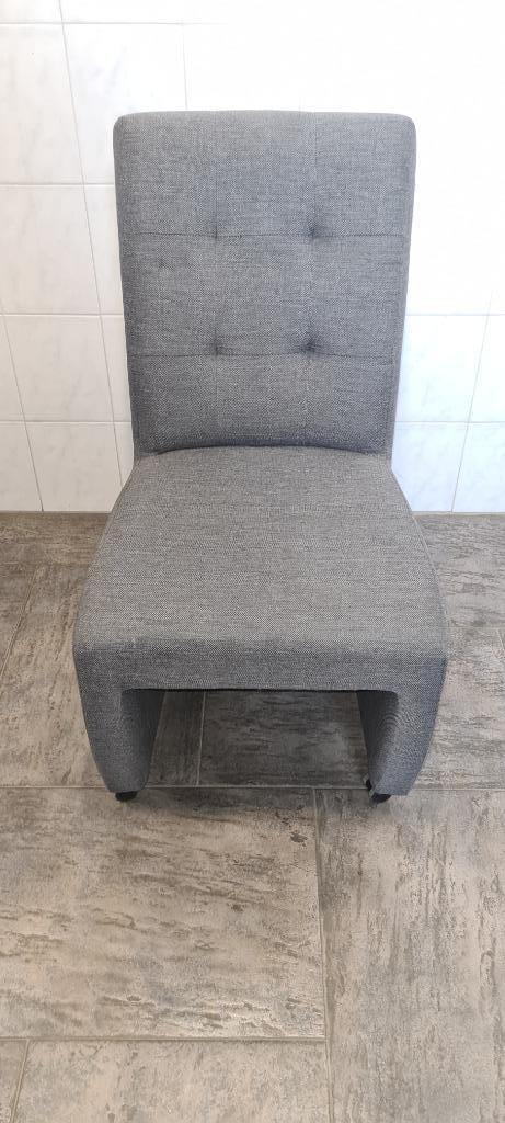 Eetkamerstoelen, verrijdbaar 4 stuks, Huis en Inrichting, Stoelen, Gebruikt, Vier, Stof, Grijs, Ophalen
