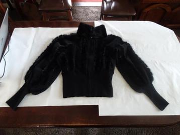 ROBERTO CAVALLI zwart vest met echt bont en wijde mouwen beschikbaar voor biedingen